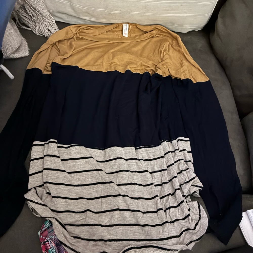 Flamingo Urban Gold, Black, and Gray Striped Top
